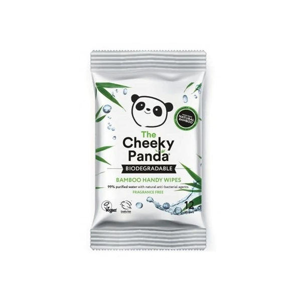 Cheeky Panda, biodegradowalne chusteczki nawilżane z bambusa, 12 sztuk