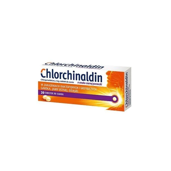 Chlorchinaldin 2mg, smak czarnej porzeczki, 20 tabletek do ssania
