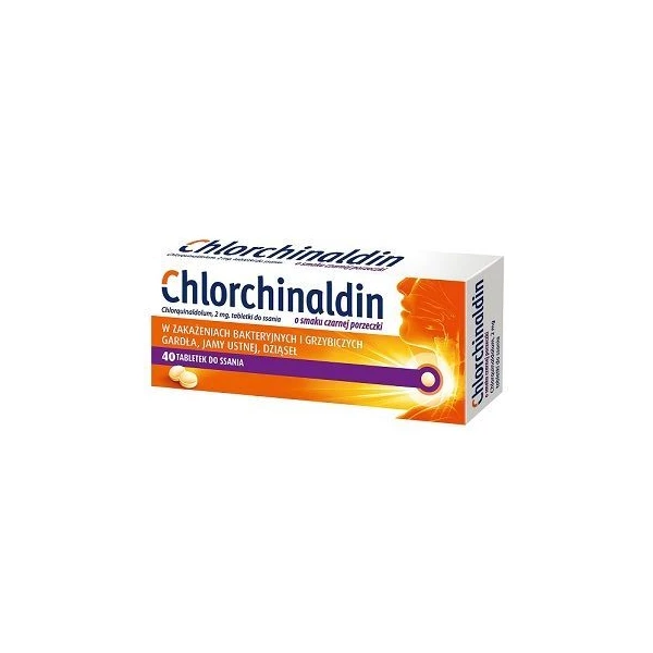 Chlorchinaldin 2mg, smak czarnej porzeczki, 40 tabletek do ssania