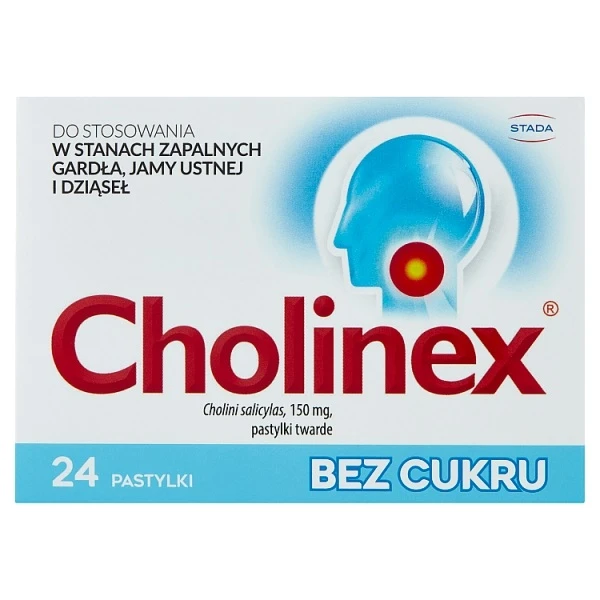 Cholinex 150mg, bez cukru, 24 pastylki do ssania
