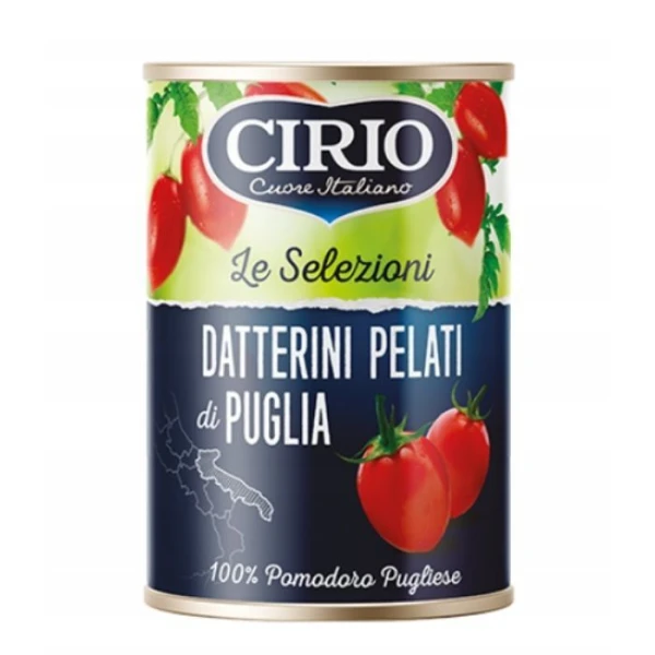 Cirio, Le Selezoni Datterini Pelati di Puglia, obrane pomidory w puszce, 400g