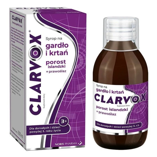 Clarvox Gardło i Krtań, syrop  dla dorosłych i dzieci powyżej 3 roku życia, smak czarnej porzeczki, 200ml