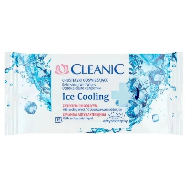 Cleanic Ice Cooling, chusteczki odświeżające z efektem chłodzącym, 15 sztuk