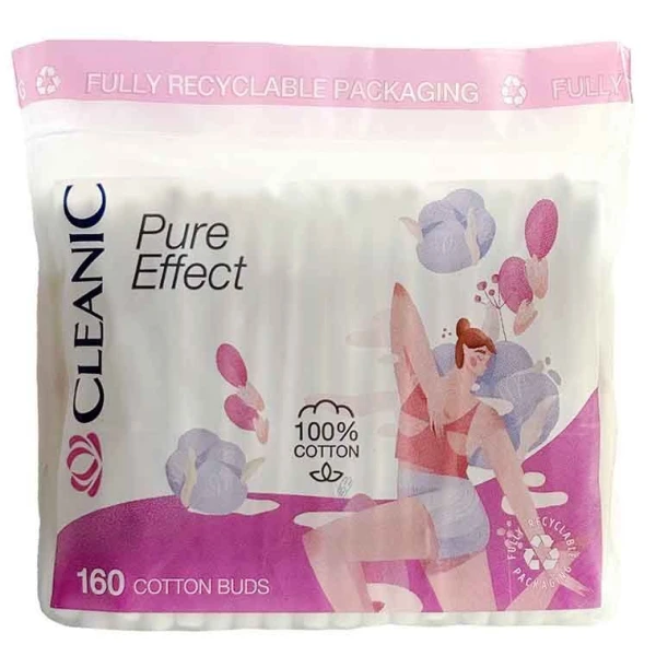 Cleanic Pure Effect, biodegradowalne patyczki higieniczne, 160 sztuk