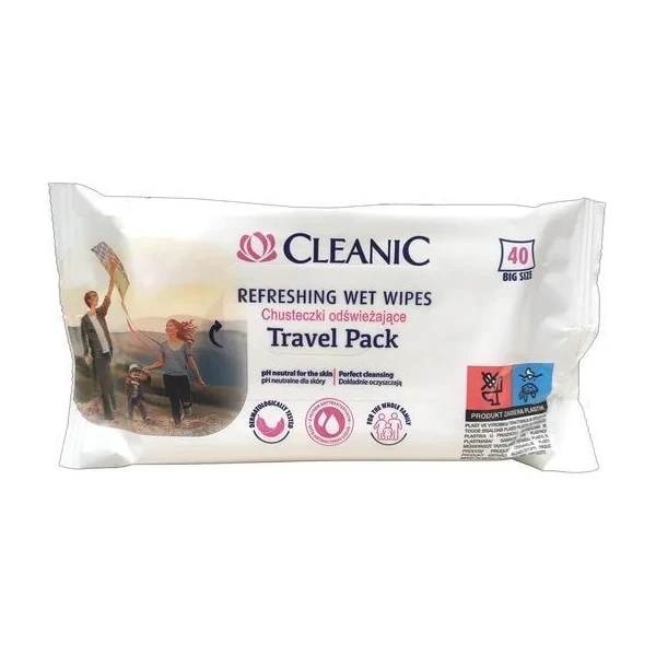 Cleanic Travel Pack, chusteczki odświeżające, 40 sztuk