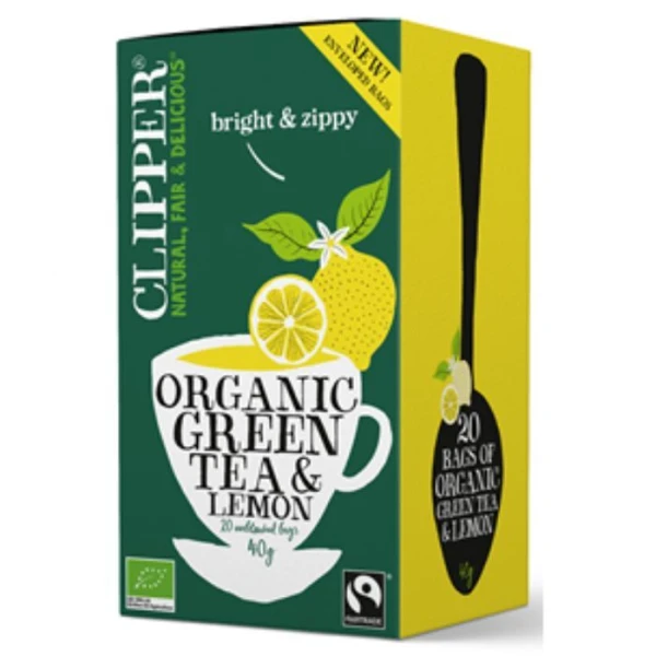 Clipper, herbata zielona Fair Trade, z cytryną,  20 saszetek