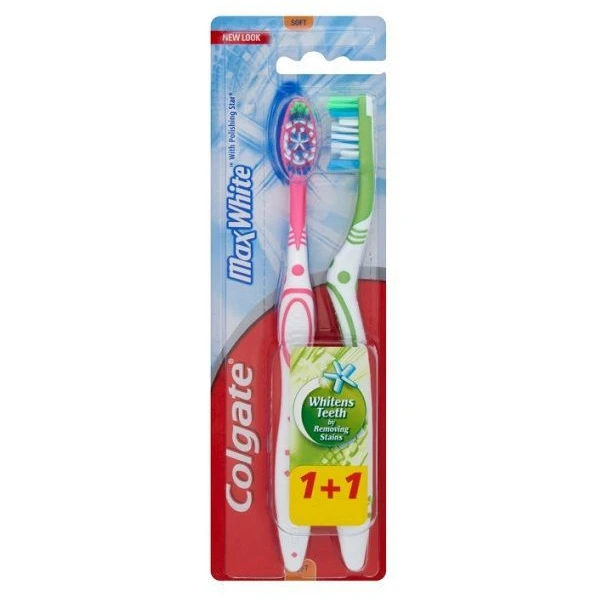 Colgate Max White, szczoteczka do zębów, soft, 2 sztuki