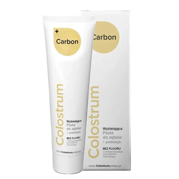 Colostrum Carbon, wybielająca pasta do zębów z colostrum i prebiotykiem, bez fluoru, 75ml