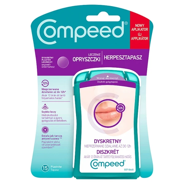 Plastry dyskretne na opryszczkę, Compeed, 15 sztuk