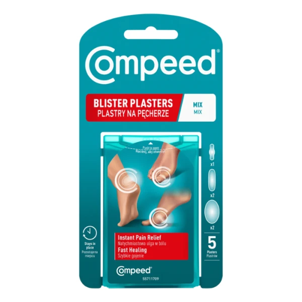 Plastry na pęcherze, Compeed, mix rozmiarów, 5 sztuk