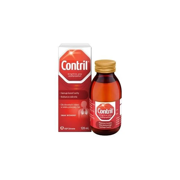 Contril 60mg/10ml, syrop dla dorosłych i dzieci powyżej 2 roku życia, smak wiśniowy, 120ml