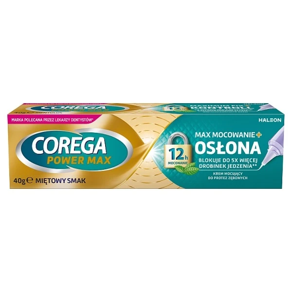 Corega Max Mocowanie + Osłona, krem mocujący do protez zębowych, smak miętowy, 40g