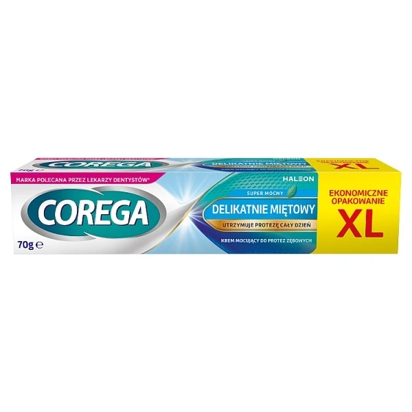 Corega Super Mocny, krem mocujący do protez zębowych, delikatnie miętowy, 70g