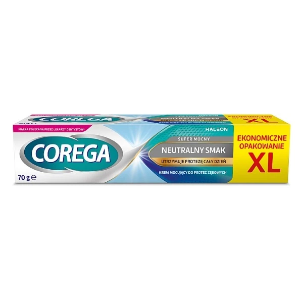 Corega Super Mocny, krem mocujący do protez zębowych, smak neutralny, 70g