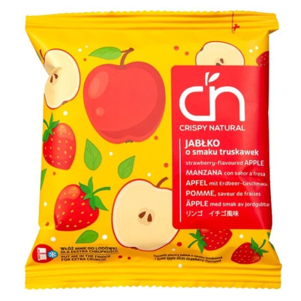 Crispy Natural, Jabłko o smaku truskawek, suszone chipsy z jabłek, 18g