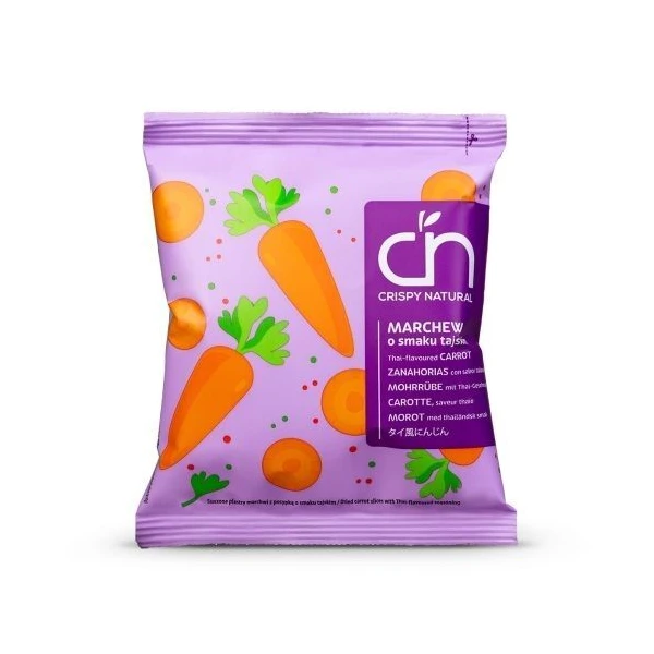 Crispy Natural, Marchew o smaku tajskim, suszone chipsy z marchwii, 18g