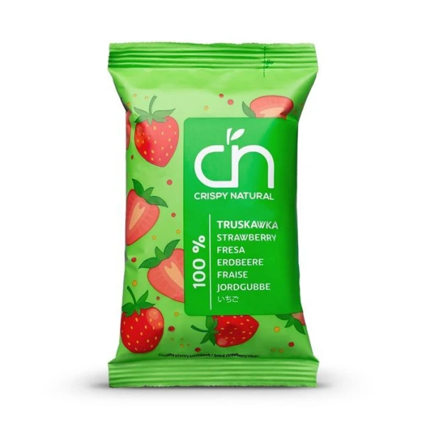 Crispy Natural, Truskawka 100%, suszone chipsy z truskawek, 10g