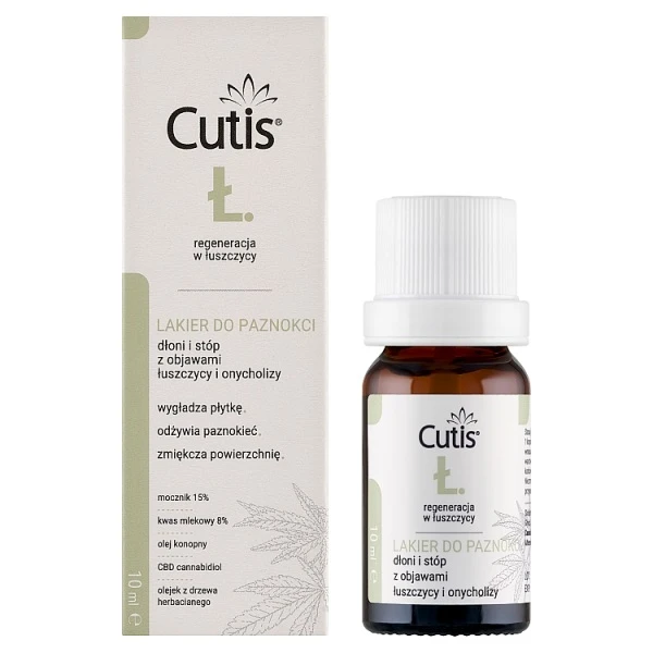 Cutis Ł-Łuszczyca, lakier do paznokci + CBD, na objawy onycholizy i łuszczycy, 10ml