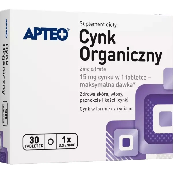 Cynk organiczny Apteo, 30 tabletek