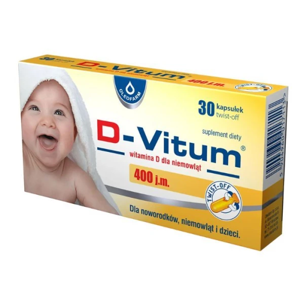 D-Vitum 400 j.m., dla noworodków, niemowląt i dzieci, 30 kapsułek twist-off