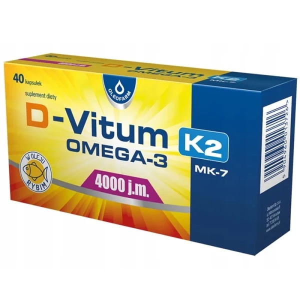 D-Vitum 4000 j.m. Omega-3 K2 MK-7, 40 kapsułek
