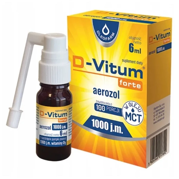 D-Vitum forte 1000 j.m., aerozol, dla dzieci od 3 roku życia i dorosłych, 6ml