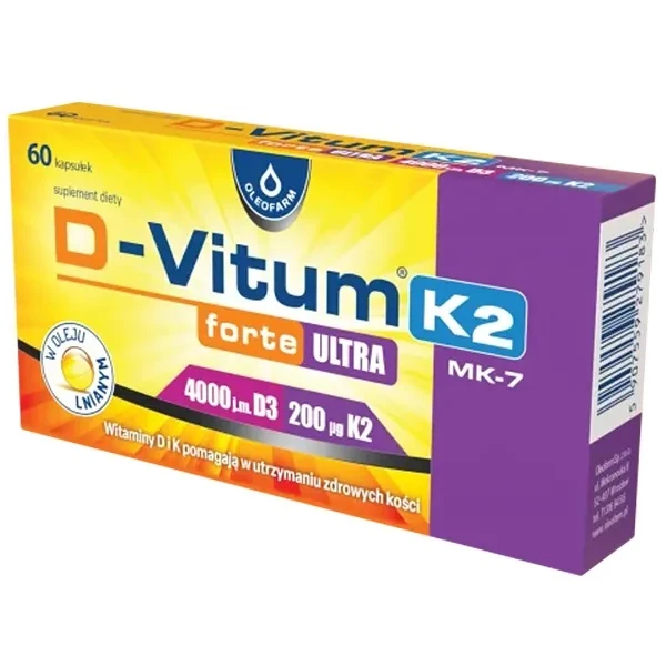D-Vitum Forte Ultra 4000j.m. K2 MK-7, 60 kapsułek