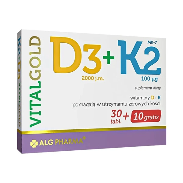 VitalGold D3 2000 j.m. + K2 100mcg, 40 tabletek