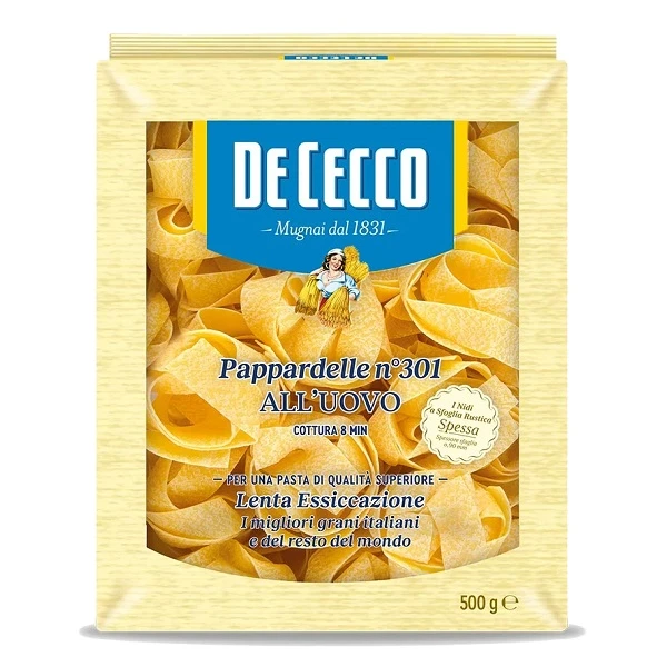 De Cecco All'Uovo, włoski makaron jajeczny, Pappardelle N301, 500g