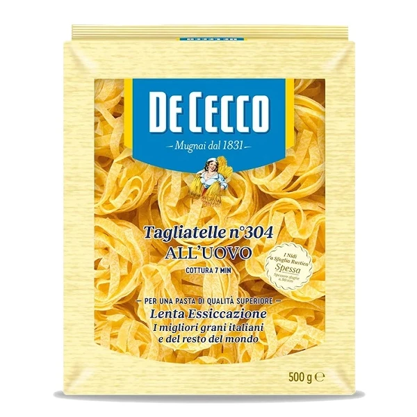 De Cecco All'Uovo, włoski makaron jajeczny, Tagliatelle N304, 500g