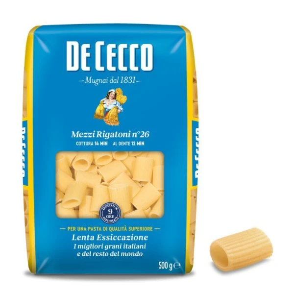 De Cecco, włoski makaron Mezzi Rigatoni n°26, 500g