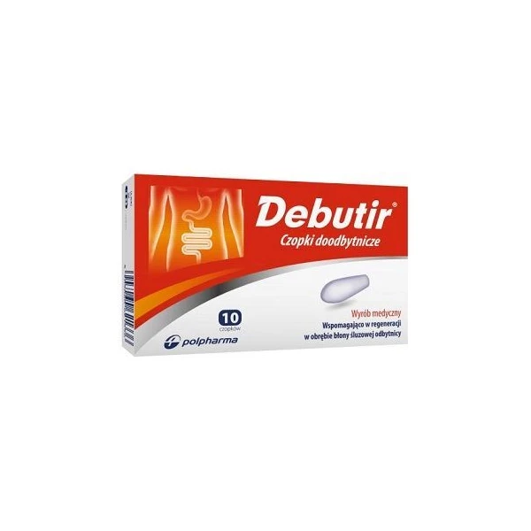 Debutir, czopki doodbytnicze, 10 sztuk