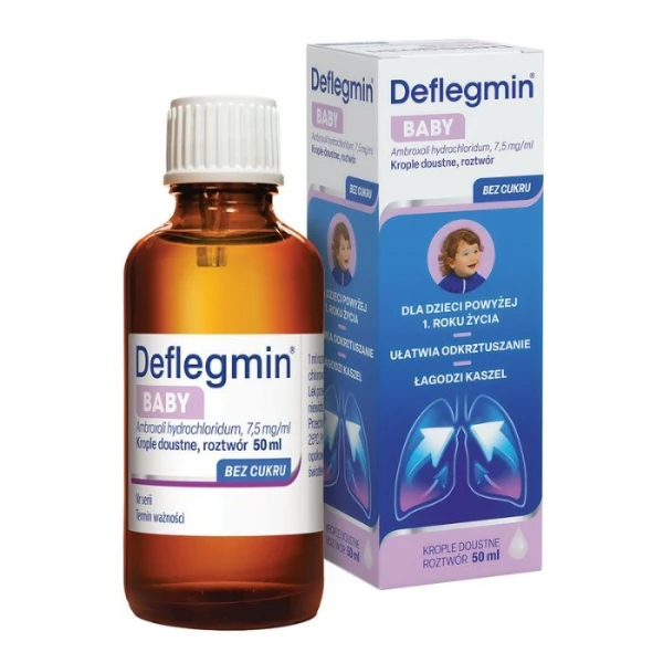 Deflegmin Baby 7,5mg/ml, krople doustne dla dzieci powyżej 1 roku życia, 50ml