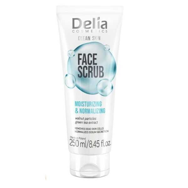 Delia Clean Skin, normalizująco - nawilżający peeling do twarzy, 250ml