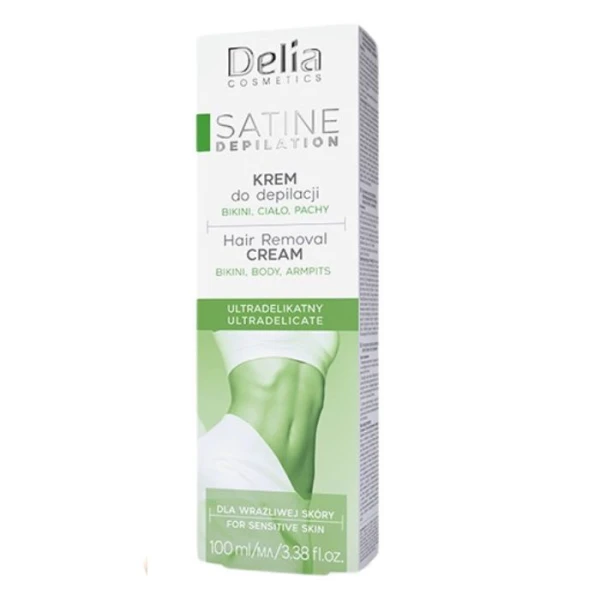 Delia Satine Depilation, ultradelikatny krem do depilacji, bikini, ciało, pachy, 100ml