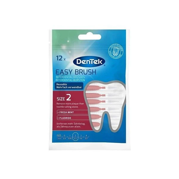 DenTek, Easy Brush, szczoteczki do normalnych przestrzeni międzyzębowych, rozmiar 2, 12 sztuk
