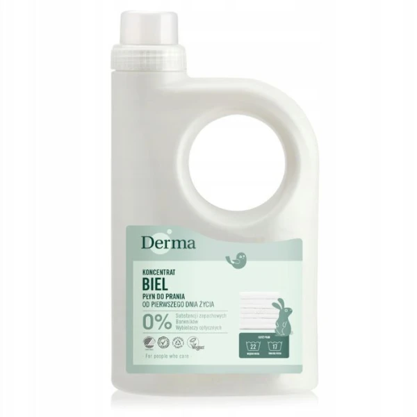 Derma, płyn do prania ubranek dziecięcych, koncetrat, biel, od pierwszego dnia życia, 945ml