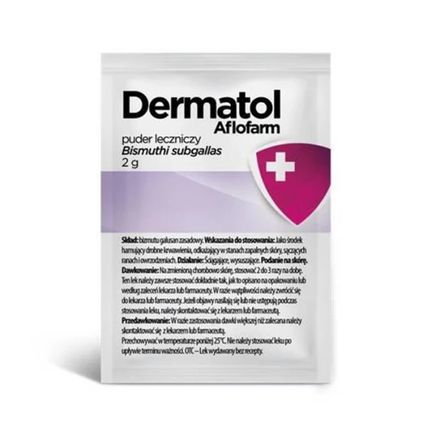 Dermatol Aflofarm, puder leczniczy do stosowania na skórę, 2g