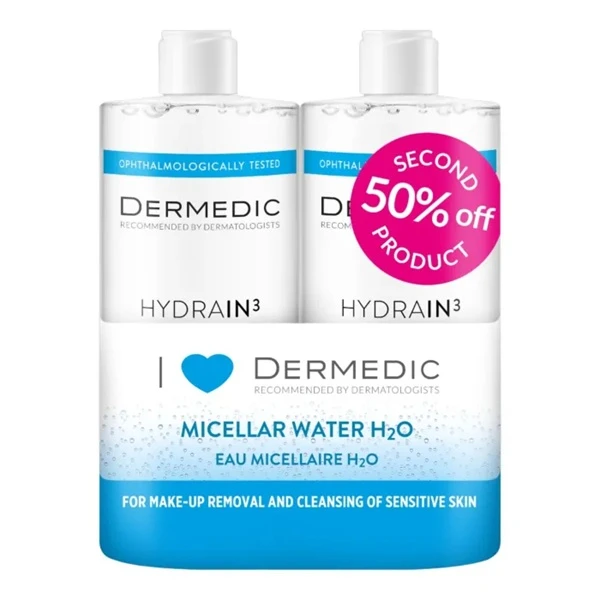 Dermedic, Hydrain3 Hialuro, płyn micelarny H2O, 2x500ml