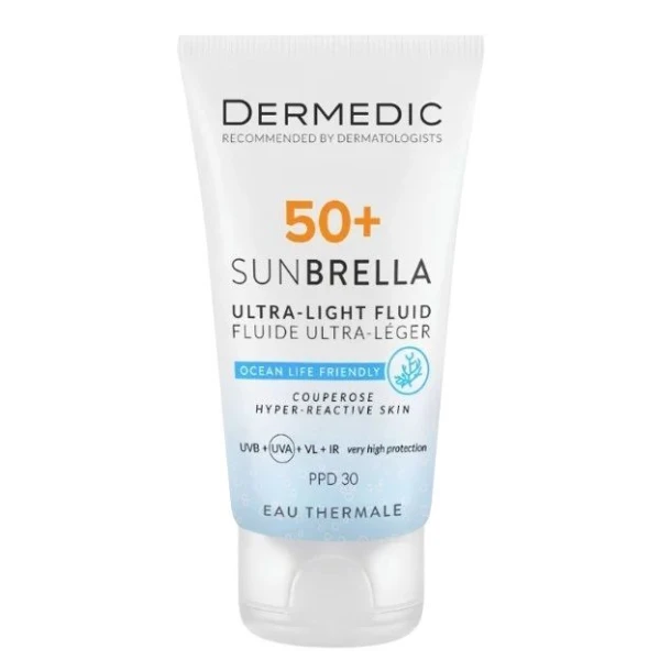 Dermedic, Sunbrella, ultralekki krem SPF 50+, dla skóry naczynkowej i nadreaktywnej, 40ml