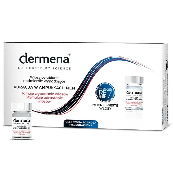 Dermena Hair Care Men, kuracja do włosów nadmiernie wypadających, 15 ampułek