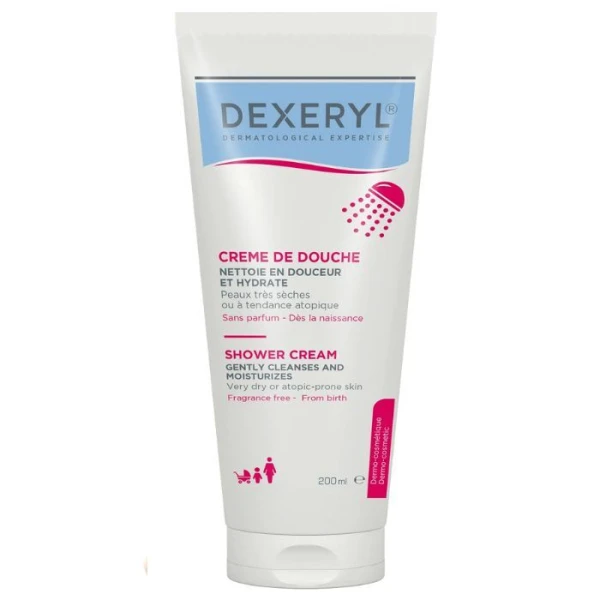 Dexeryl Shower, krem myjący pod prysznic dla niemowląt, dzieci i dorosłych, skóra bardzo sucha i skłonna do atopii, 200ml