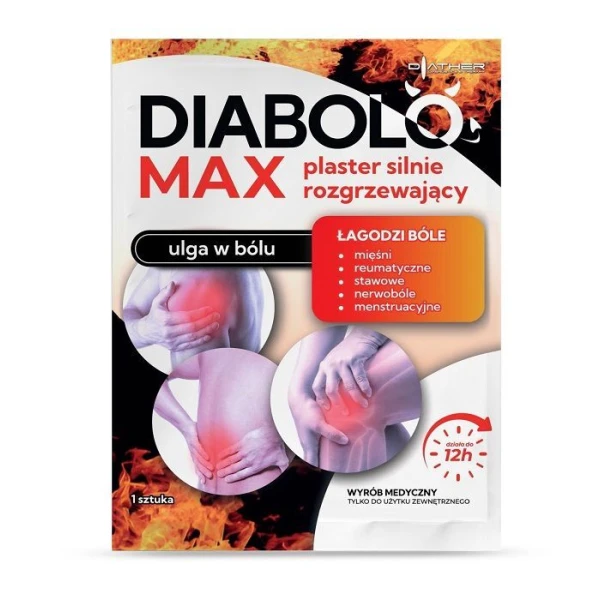 Diabolo Max, ulga w bólu, plaster silnie rozgrzewający 13x10cm, 1 sztuka