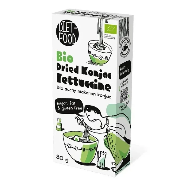 Diet Food, makaron suchy konjac, fettuccine, bezglutenowy, 80g