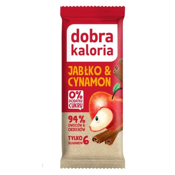 Dobra kaloria, baton daktylowy z jabłkami suszonymi i cynamonem, 35g