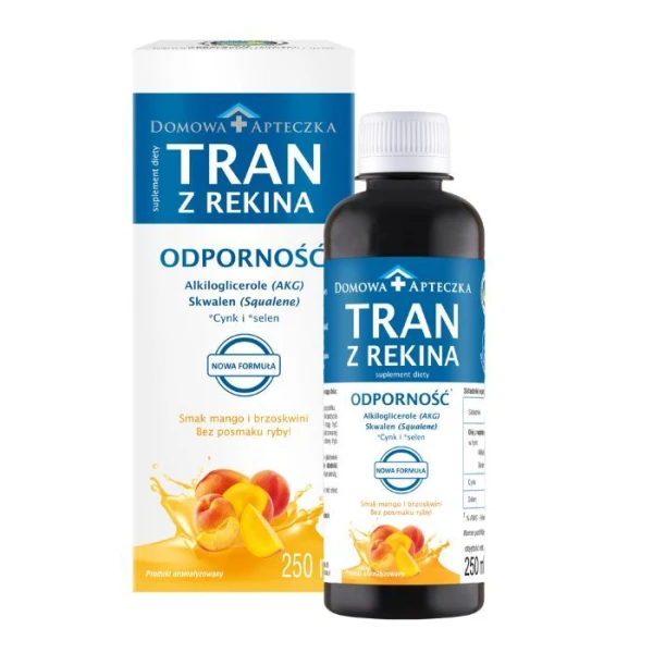 Domowa Apteczka, Tran z rekina, Odporność, smak mango i brzoskwinia, po 3 roku życia, 250ml