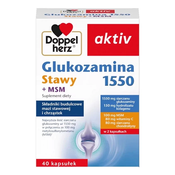 Doppelherz Aktiv, Glukozamina 1550 Stawy + MSM, 40 kapsułek