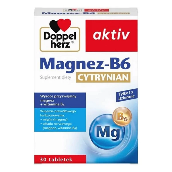 Doppelherz Aktiv, Magnez-B6 Cytrynian, 30 tabletek