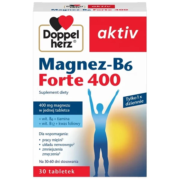 Doppelherz Aktiv, Magnez-B6 Forte 400, 30 tabletek