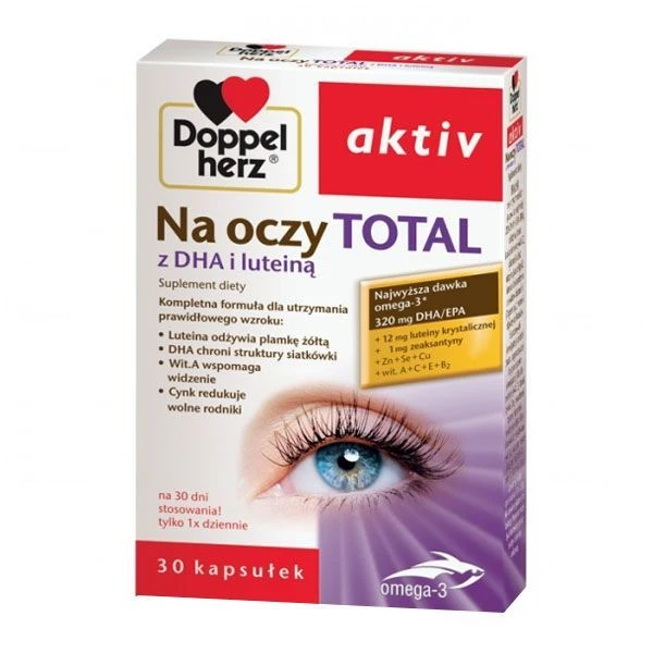 Doppelherz Aktiv, Na oczy Total z DHA i luteiną, 30 kapsułek